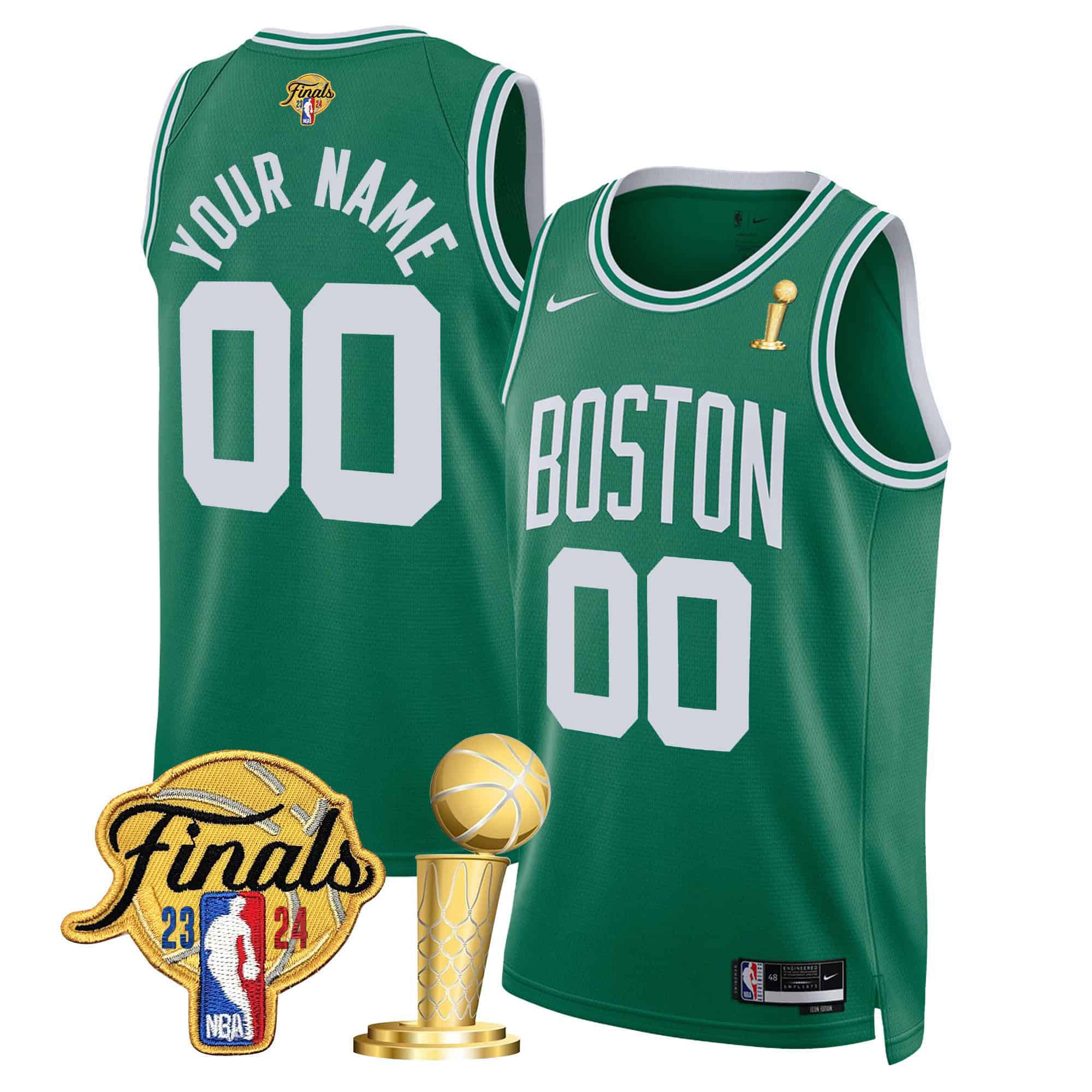 Men Boston Celtics Green 2024 Nike Final & Champions Patch Swingman Custom NBA Jersey->customized nba jersey->Custom Jersey